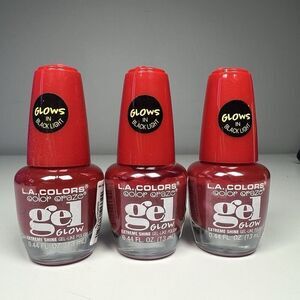 L.A. Colors Color Craze Gel Like Nail Polish Glows in Black Light VAMPIRE 3X